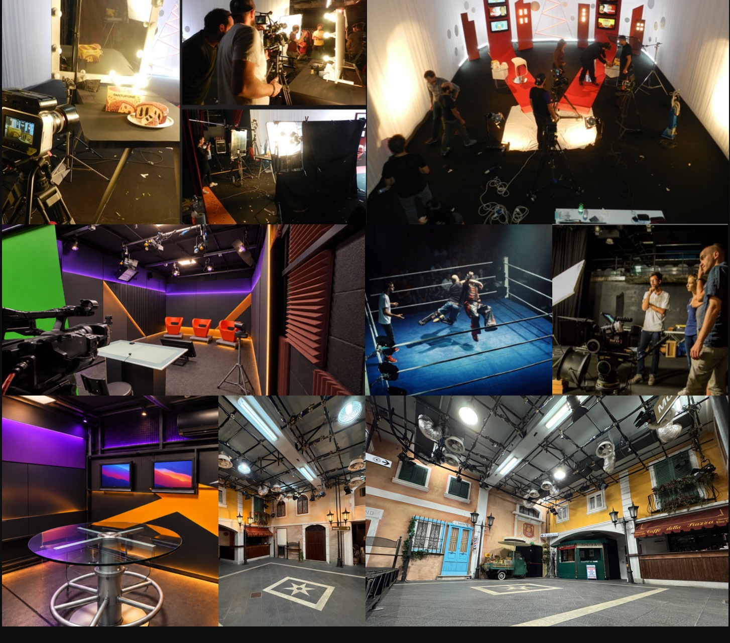 Set cinematografici, studi televisivi, teatri di posa e scenografie
